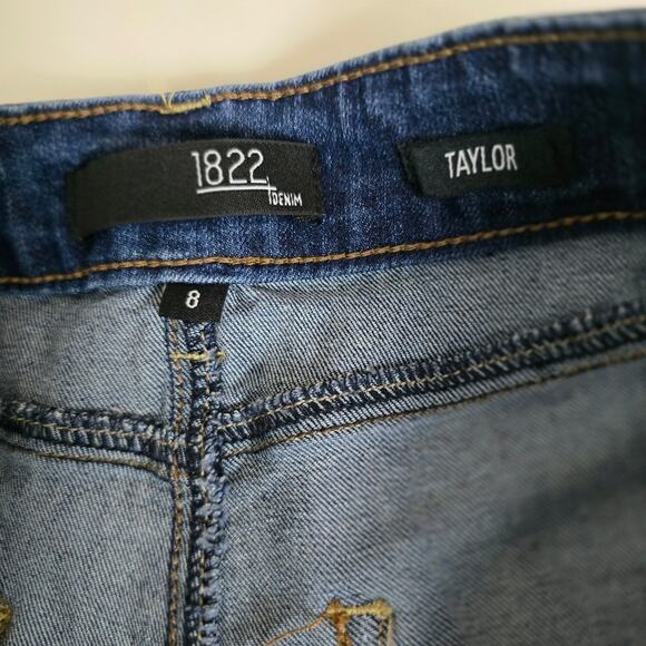 1822 Taylor Denim Cuff Denim Blue Jean Cropped Minimalist Causal Classic Size 8 - Picture 4 of 14